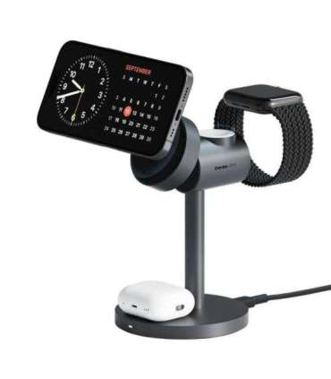 Wireless charger MagFusion 3 in 1 Aukey LC-MC311, 15W Qi2 (gray)