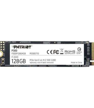 SSD|PATRIOT|P300|128GB|M.2|PCIE|NVMe|3D NAND|Write speed 600 MBytes/sec|Read speed 1600 MBytes/sec|3.8mm|TBW 60 TB|P300P128GM28