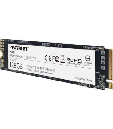 SSD|PATRIOT|P300|128GB|M.2|PCIE|NVMe|3D NAND|Write speed 600 MBytes/sec|Read speed 1600 MBytes/sec|3.8mm|TBW 60 TB|P300P128GM28