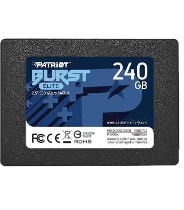 SSD|PATRIOT|Burst Elite|240GB|SATA 3.0|3D NAND|Write speed 320 MBytes/sec|Read speed 450 MBytes/sec|2,5"|TBW 100 TB|PBE240GS25SS