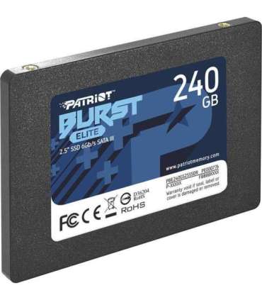 SSD|PATRIOT|Burst Elite|240GB|SATA 3.0|3D NAND|Write speed 320 MBytes/sec|Read speed 450 MBytes/sec|2,5"|TBW 100 TB|PBE240GS25SS