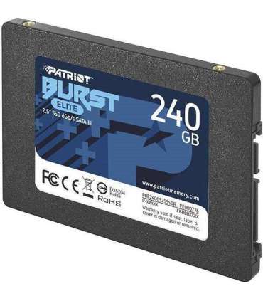SSD|PATRIOT|Burst Elite|240GB|SATA 3.0|3D NAND|Write speed 320 MBytes/sec|Read speed 450 MBytes/sec|2,5"|TBW 100 TB|PBE240GS25SS