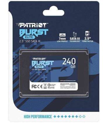 SSD|PATRIOT|Burst Elite|240GB|SATA 3.0|3D NAND|Write speed 320 MBytes/sec|Read speed 450 MBytes/sec|2,5"|TBW 100 TB|PBE240GS25SS