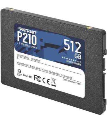 SSD|PATRIOT|P210|512GB|SATA 3.0|Write speed 430 MBytes/sec|Read speed 520 MBytes/sec|2,5"|TBW 240 TB|P210S512G25
