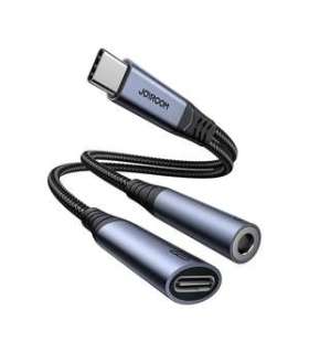 2-in-1 Audio adapter Joyroom SY-C02 Type-C to 3.5mm + Type-C (black)