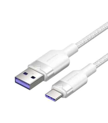 USB 2.0 A to USB-C 6A Vention CTOWH 2M cable (white)