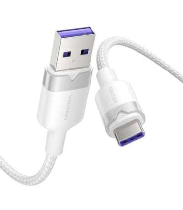 USB 2.0 A to USB-C 6A Vention CTOWH 2M cable (white)