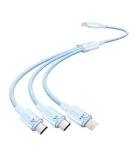 USB 2.0 A to 3in1 3A cable Vention CTPLG 1.5M (blue)