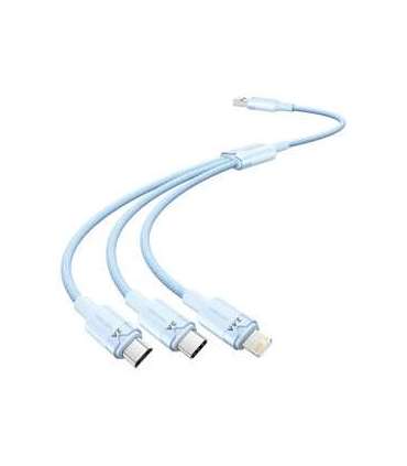 USB 2.0 A to 3in1 3A cable Vention CTPLG 1.5M (blue)