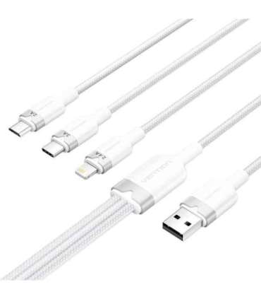 USB 2.0 A to 3in1 3A cable Vention CTPWG 1.5M (white)