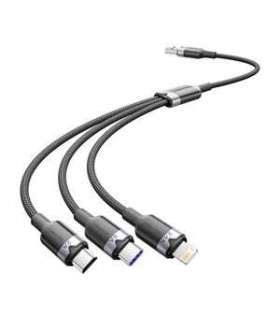 USB 2.0 A to 3-in-1 6A cable Vention CTRBG 1.5M (black)