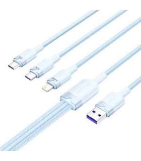 USB 2.0 A to 3-in-1 6A cable Vention CTRLG 1.5M (blue)
