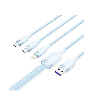 USB 2.0 A to 3-in-1 6A cable Vention CTRLG 1.5M (blue)