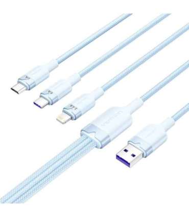 USB 2.0 A to 3-in-1 6A cable Vention CTRLG 1.5M (blue)