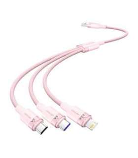 USB 2.0 A to 3-in-1 6A cable Vention CTRPG 1.5M (pink)