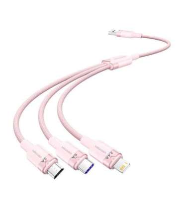 USB 2.0 A to 3-in-1 6A cable Vention CTRPG 1.5M (pink)