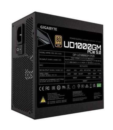 Power Supply|GIGABYTE|UD1000GM PG5|1000 Watts|Efficiency 80 PLUS GOLD|PFC Active|MTBF 100000 hours|GP-UD1000GMPG5