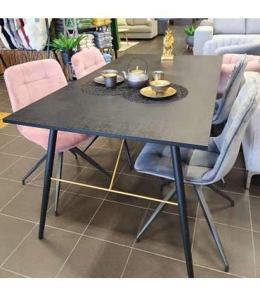 Стул RIMINI 48,5x59xH49,5/88см, обитые седенье, материал покрытия: серая бархатная тка, металлическая ножка