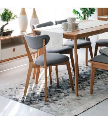 Стул JONNA 48,5x51,5x78,5см, сиденье покрыто серым текстилем, ножки и рама: каучуковое дерево, цвет: натуральный