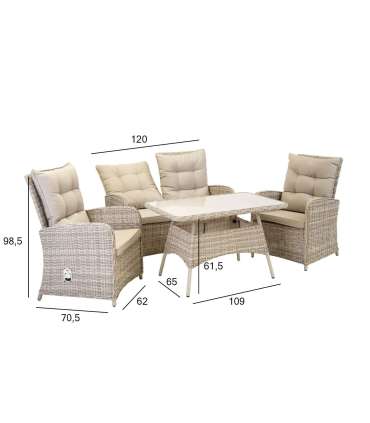 Комплект садовой мебели EMERALD стол, диван, 2 стула