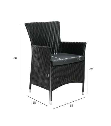 Стул WICKER-1 61x58xH86cм, чёрный