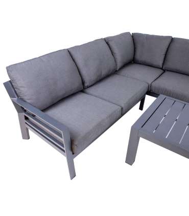 Комплект садовой мебели TOMSON стол и угловой диван, тёмно-серый
