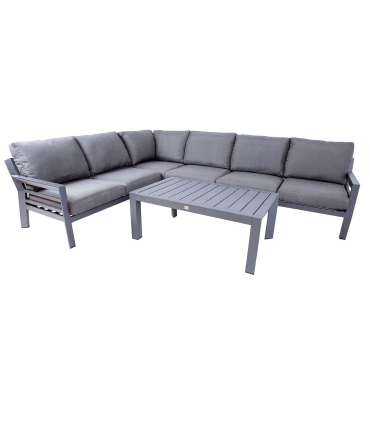 Комплект садовой мебели TOMSON стол и угловой диван, тёмно-серый