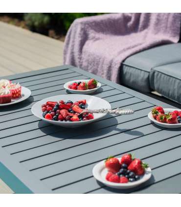 Aiamööblikomplekt TOMSON laud ja nurgadiivan, tumehall