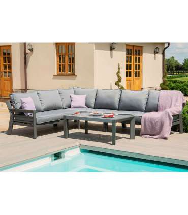 Комплект садовой мебели TOMSON стол и угловой диван, тёмно-серый