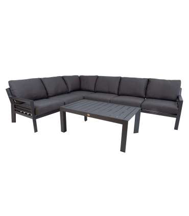 Комплект садовой мебели TOMSON стол и угловой диван, тёмно-серый