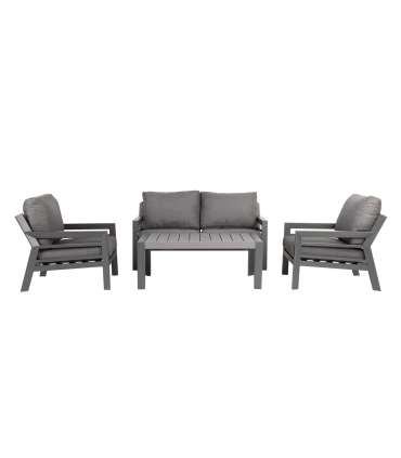 Aiamööblikomplekt TOMSON laud, diivan ja 2 tooli, hall