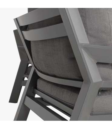 Комплект садовой мебели TOMSON стол, диван и 2 стула, темно-серая алюминиевая рама, серые подушки