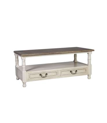 Diivanilaud SAMIRA NEW 110x55,5xH45cm, antiikvalge/naturaalne