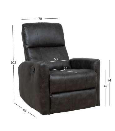 Tugitool DIEGO kiikuv ja pöörlev manuaalne recliner 78x95xH103cm, hall
