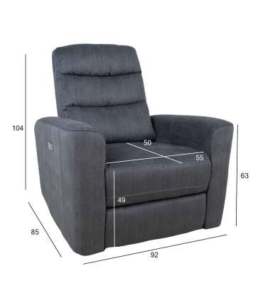 Tugitool GASTON elektriline recliner, hall samet