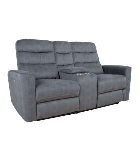 Диван-реклайнер GASTON 2-местный, с электрическим механизмом, бархат серый