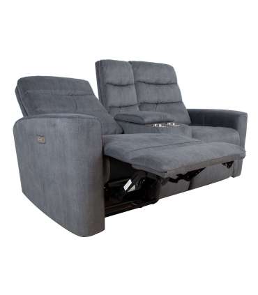 Диван-реклайнер GASTON 2-местный, с электрическим механизмом, бархат серый