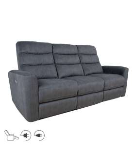 Diivan GASTON 3-kohaline elektriline recliner 206x85xH104cm, hall samet