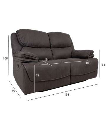 Diivan GORDY 2-kohaline manuaalne recliner 163x93xH106cm, hall