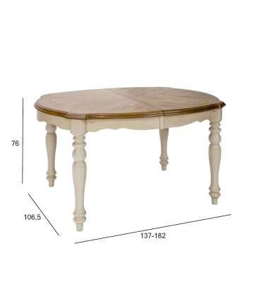 Обеденный стол LILY 137/182x106,5xH76cм, дуб