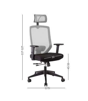 Töötool JOY 64x64xH115-125cm, must/hall