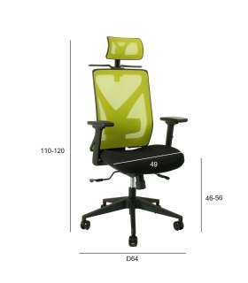 Рабочий стул MIKE черный/зеленый