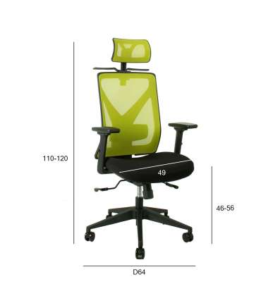 Töötool MIKE 64x65xH110-120cm, must/roheline