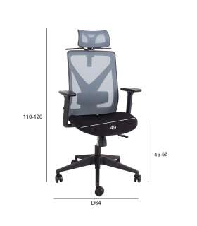 Töötool MIKE 64x65xH110-120cm, must/hall