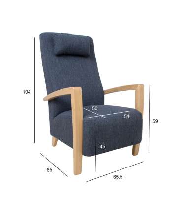 Tugitool VENLA 65,5x65xH104cm, sinakashall