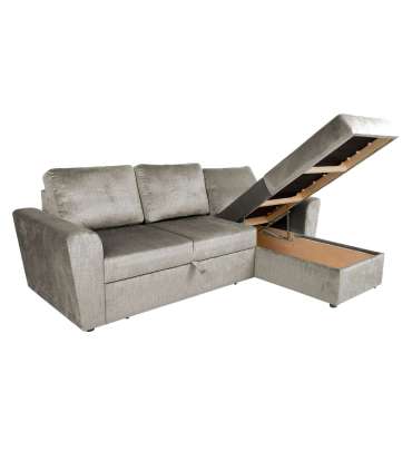 Nurgadiivanvoodi INGMAR 242x168/92xH92cm, beež samet