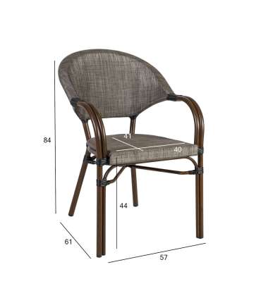 Tool BAMBUS käetugedega 57x61xH84cm, helepruun, alumiinium