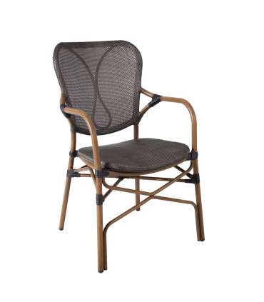 Tool BAMBUS käetugedega 55x62xH92,5cm, tumepruun, alumiinium