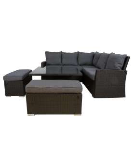 Комплект садовой мебели MADRID угловой диван, стол и 2 пуфики