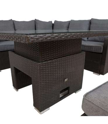 Aiamööblikomplekt MADRID nurgadiivan, laud ja 2 tumbat